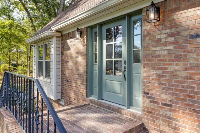 a picture of a bench in front of a door