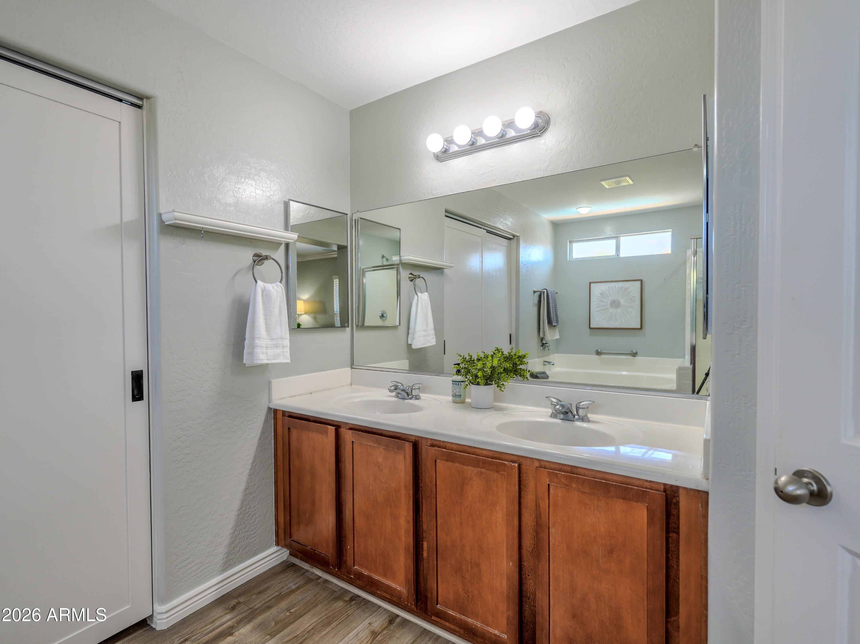 3378 East Silverbell Road San Tan Valley, AZ 85143 - Photo 29 of 61 a bathroom with a sink and a mirror
