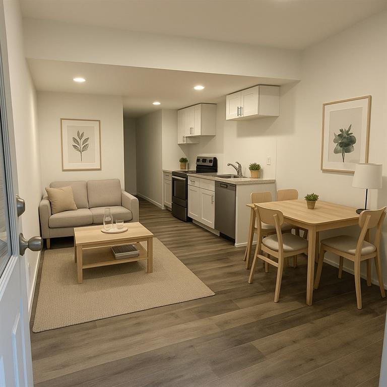 1154 Windsor Street Southwest Atlanta, GA 30310 - Photo 11 of 12 a living room with furniture and a dining table with wooden floor