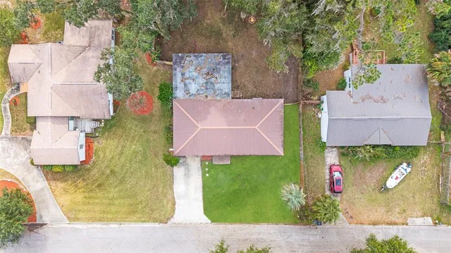 an aerial view of a house