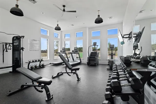 a view of a room with gym equipment