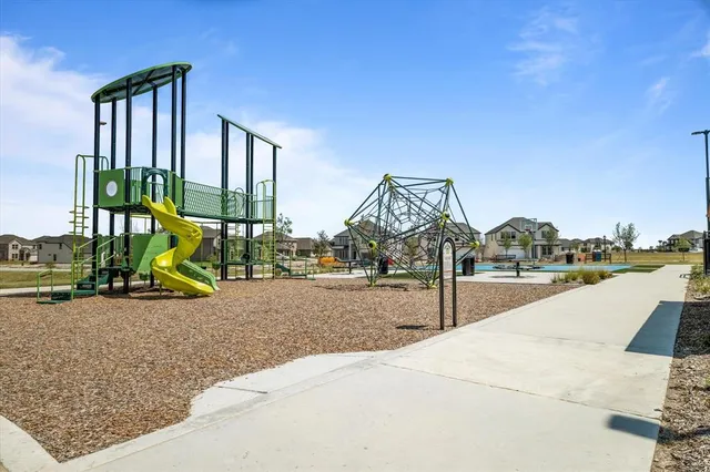a view of a park with slide