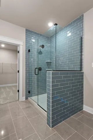 a bathroom with a shower