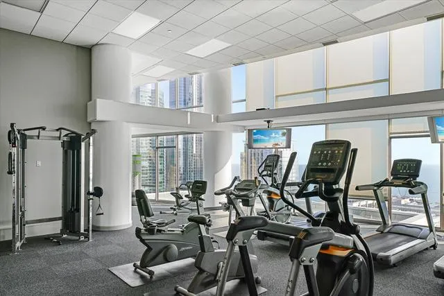 a view of a room with gym equipment