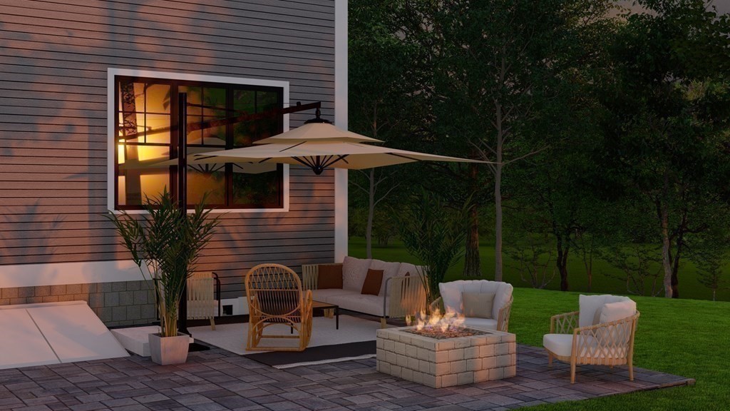 3 Crawford Road Lexington, MA 02420 - Photo 39 of 42 a front view of a house with garden and chairs