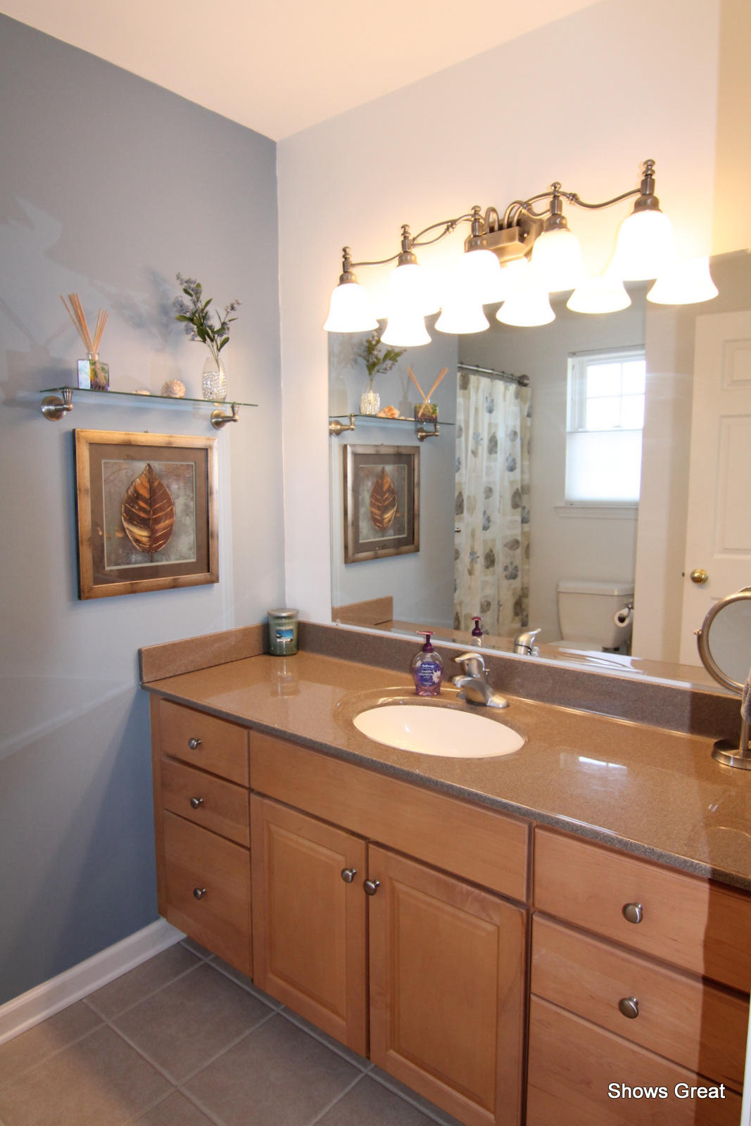 3734 Edwardsville Road Hardy, VA 24101 - Photo 22 of 47 a bathroom with a granite countertop sink a mirror and a
