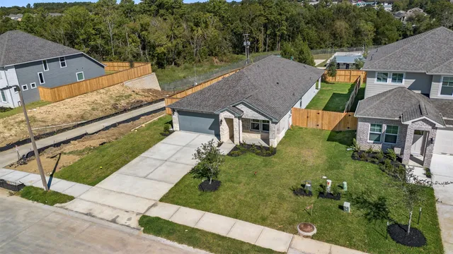 an aerial view of a house