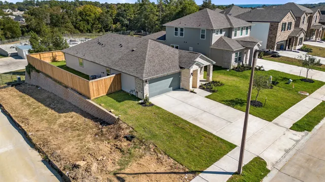 an aerial view of a house