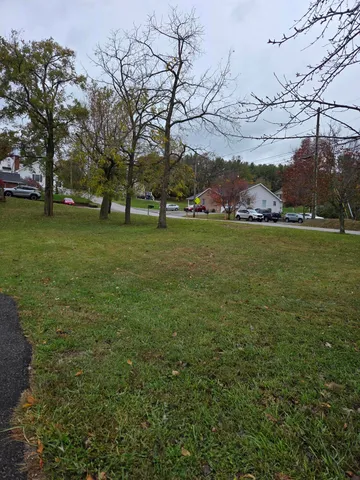 a view of outdoor space with green field and trees