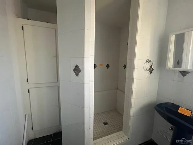 a bathroom with a shower