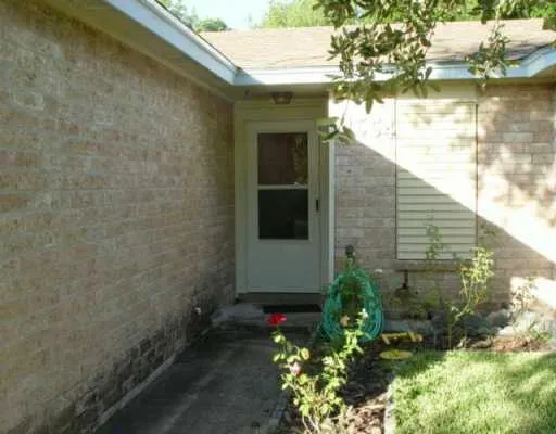 a flower plants in front of a door