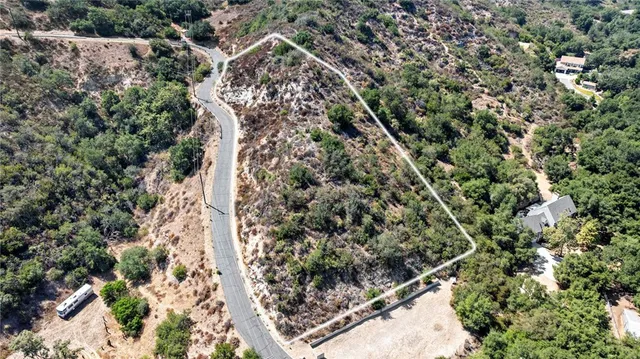 a view of a city with lush green forest