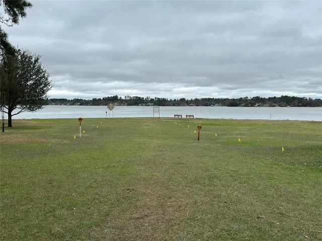 a view of a park with swings