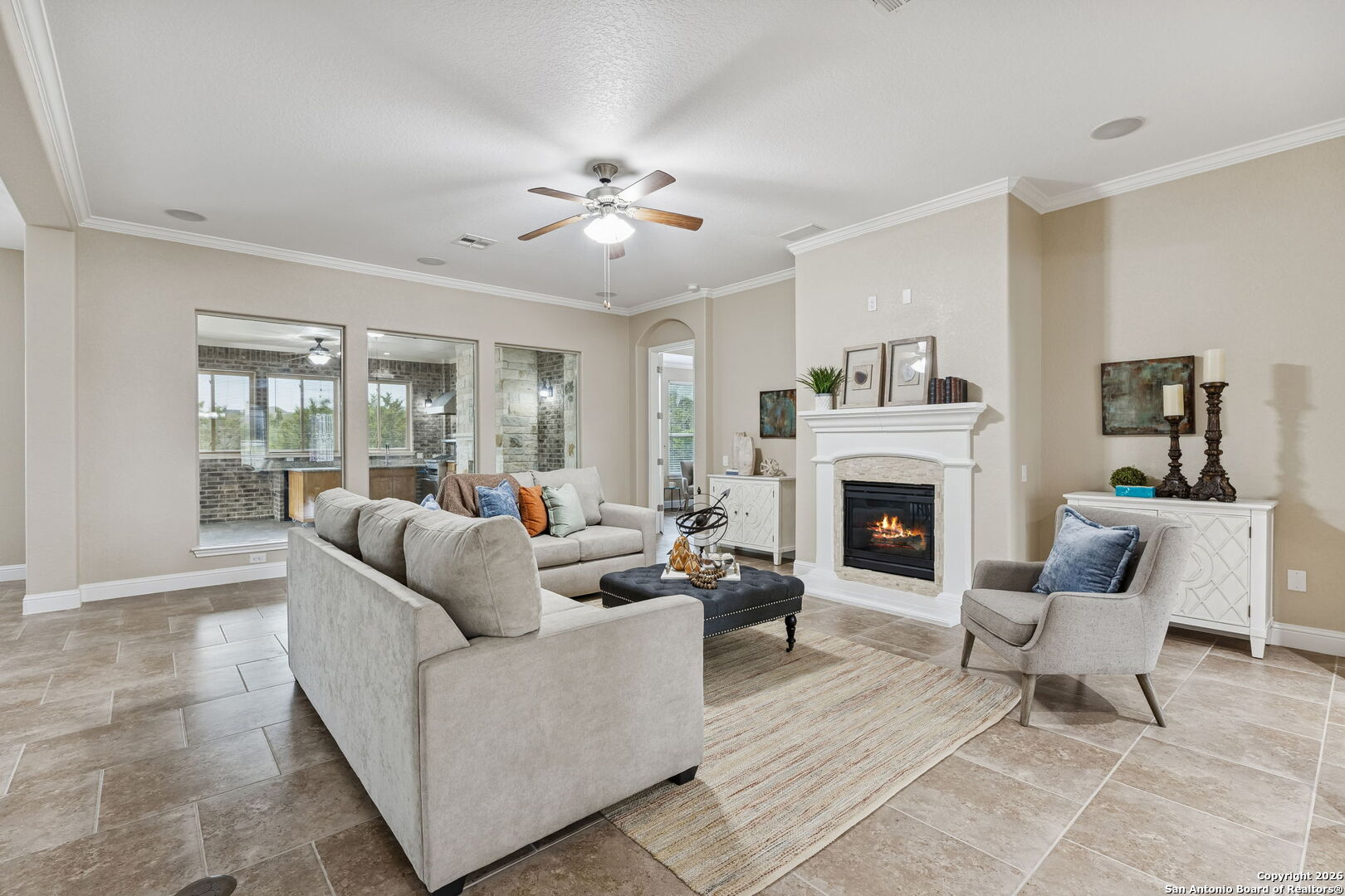 2194 Ranch Loop Drive New Braunfels, TX 78132 - Photo 10 of 52 a living room with furniture and a fireplace