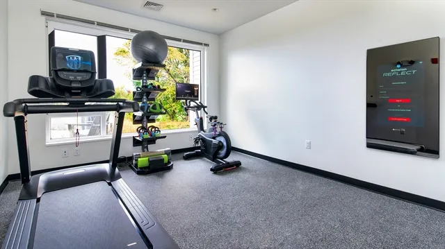 a room with gym equipment