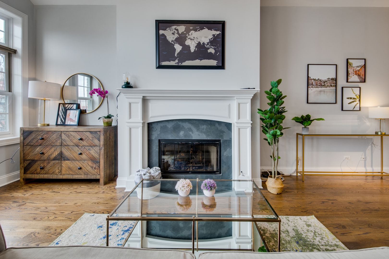 4146 North Lincoln Avenue, Unit 3 Chicago, IL 60618 - Photo 3 of 32 a living room with furniture and a fireplace