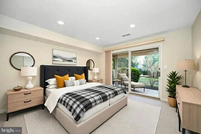 a view of a lake with a city