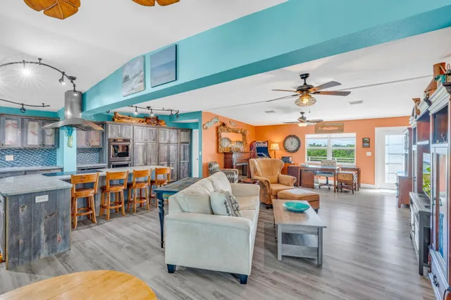 a view of lake with green space