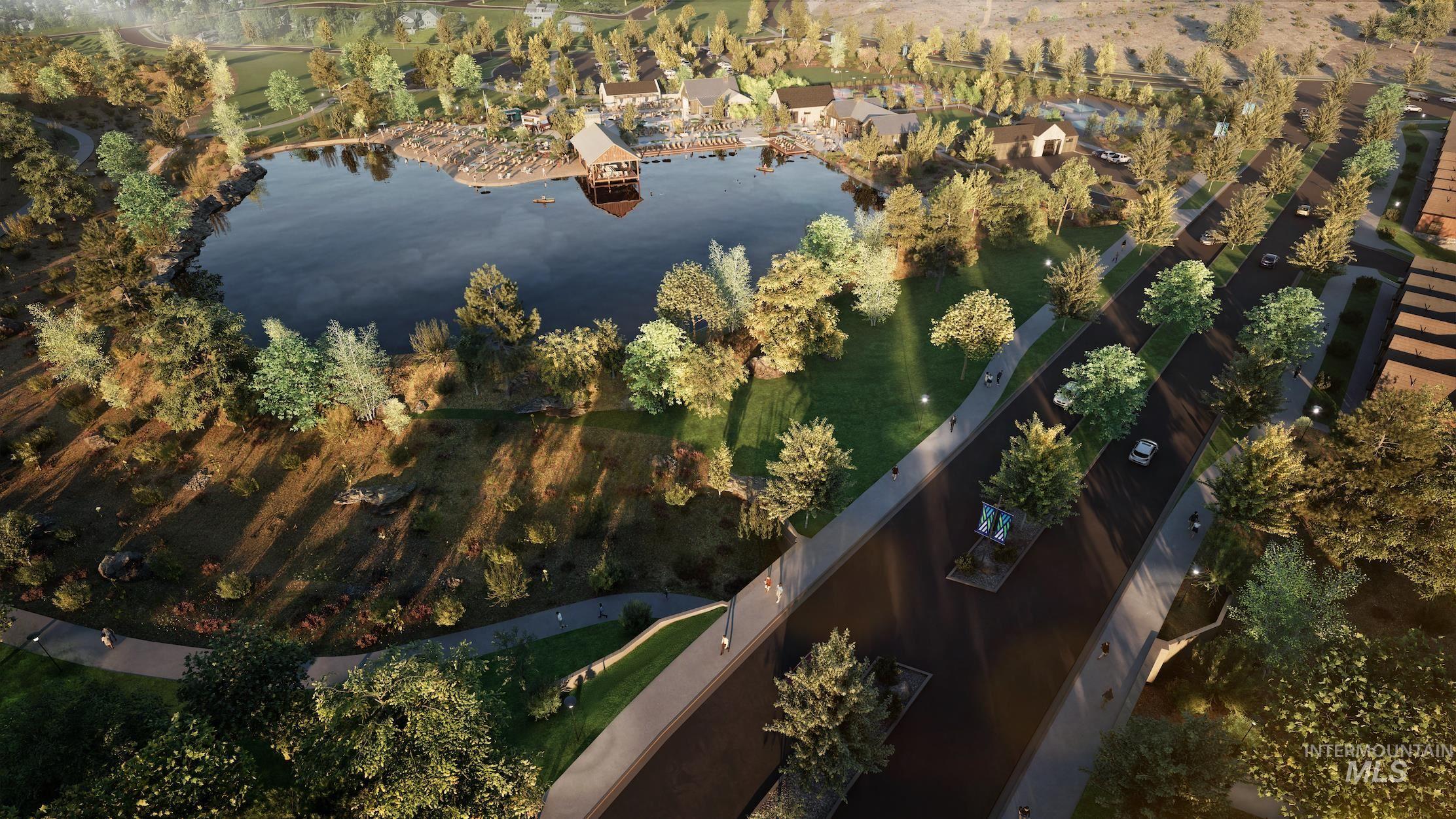 6370 North Barholm Lane Eagle, ID 83616 - Photo 32 of 33 Aerial view of property and surrounding area with a large body of water