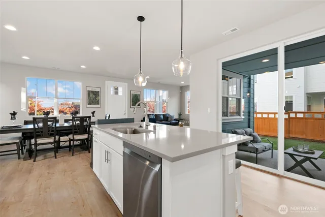 a kitchen with lots of counter top space
