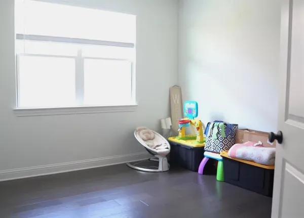 a room with toys and a window