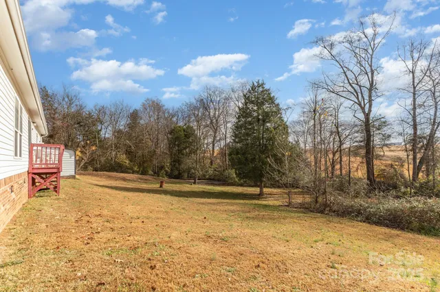 a view of a yard with trees