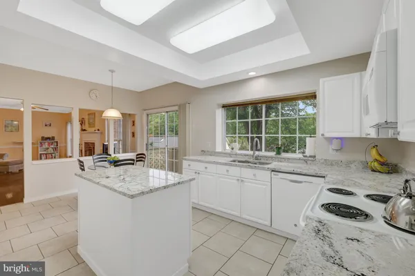 a living room with furniture a fireplace and a ceiling fan