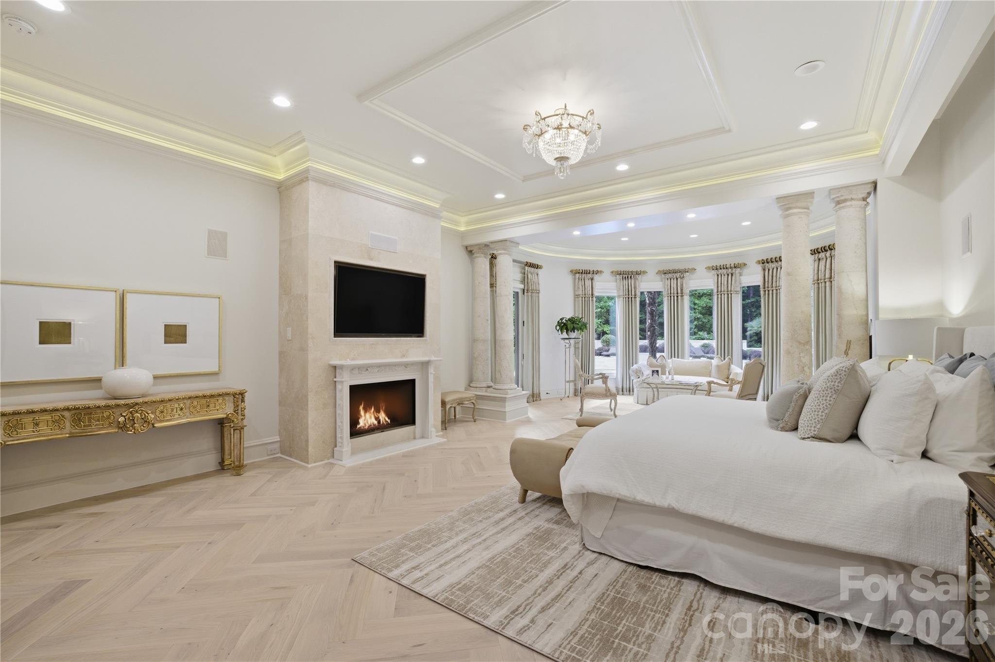 16460 Marvin Road Charlotte, NC 28277 - Photo 19 of 47 a living room with furniture a fireplace and a flat screen tv