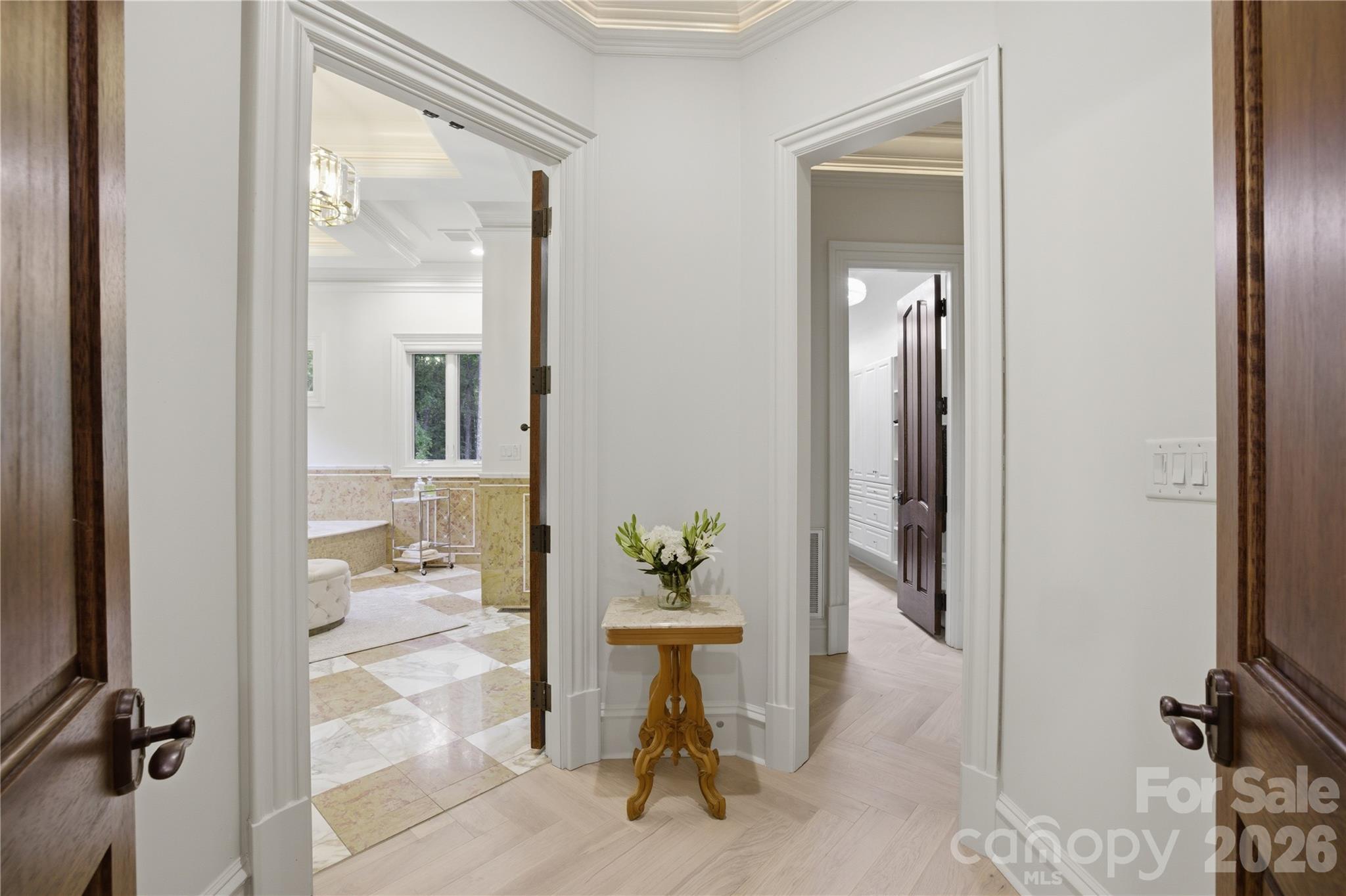 16460 Marvin Road Charlotte, NC 28277 - Photo 23 of 47 a view of a hallway with bathroom and a mirror