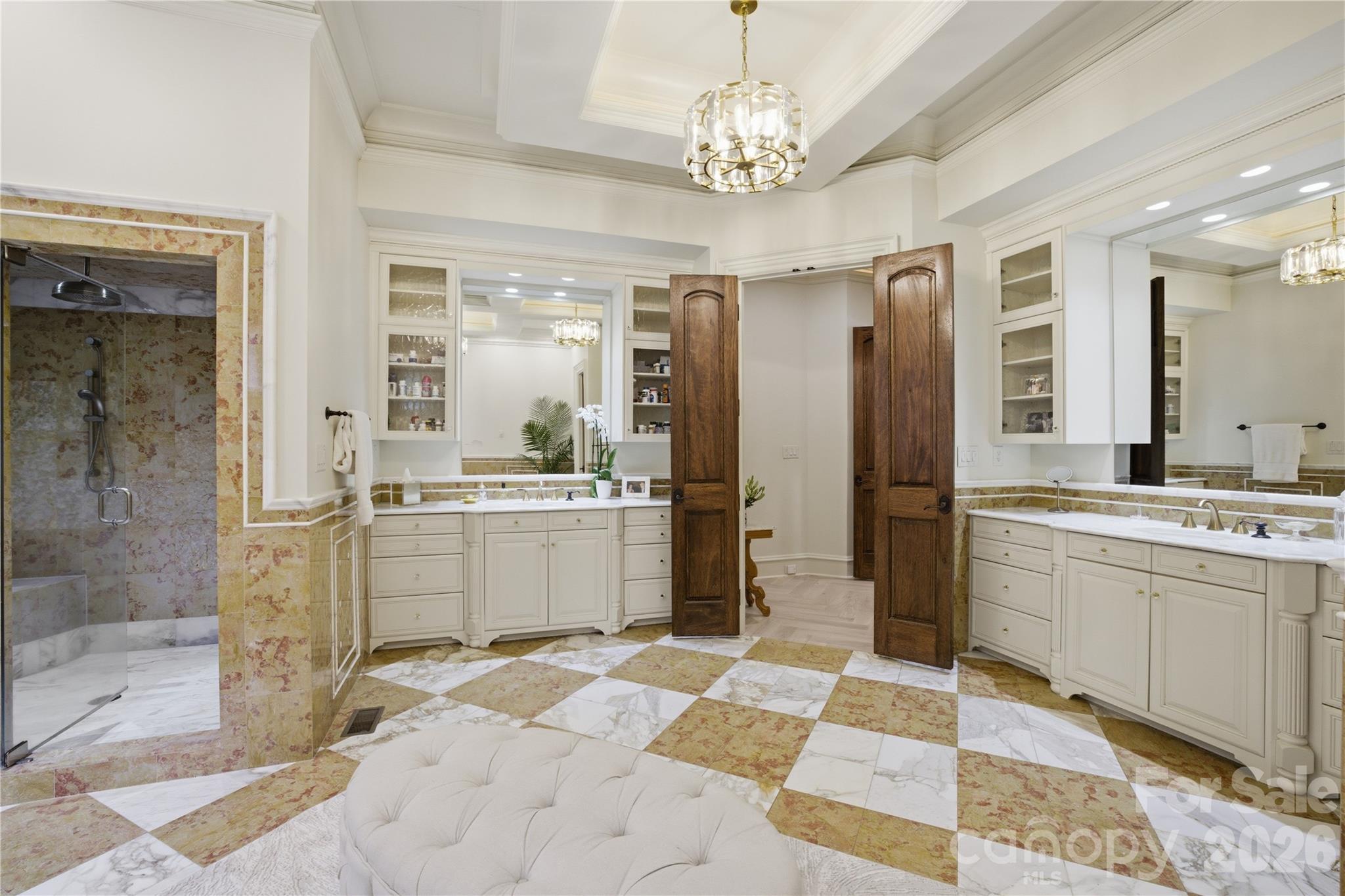 16460 Marvin Road Charlotte, NC 28277 - Photo 26 of 47 a large bathroom with a glass door shower and sink