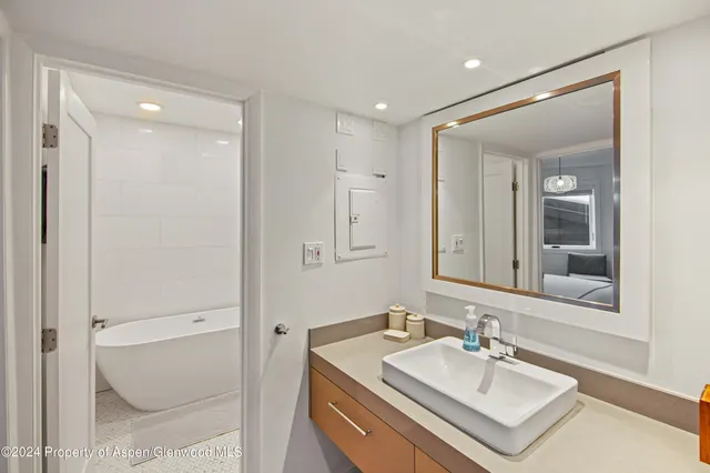 a view of swimming pool with an ocean view