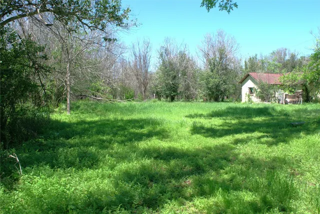 a backyard of a house with lots of green space