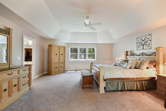 37W571 Grey Barn Road St. Charles, IL 60175 - Photo 12 of 31 a bedroom with a large bed and a chandelier