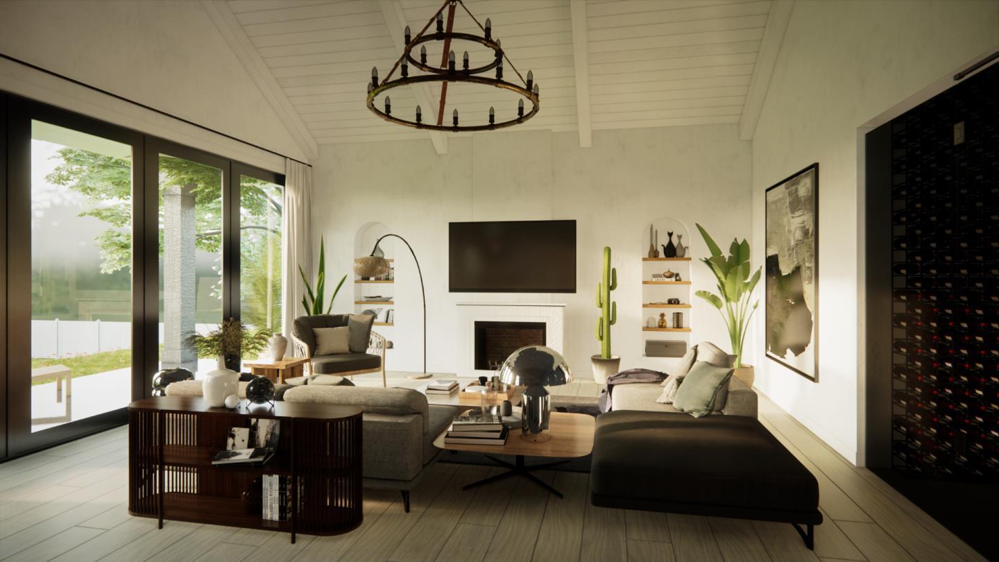 1095 Rose Orchard Court Morgan Hill, CA 95037 - Photo 9 of 18 a living room with fireplace furniture and a floor to ceiling window