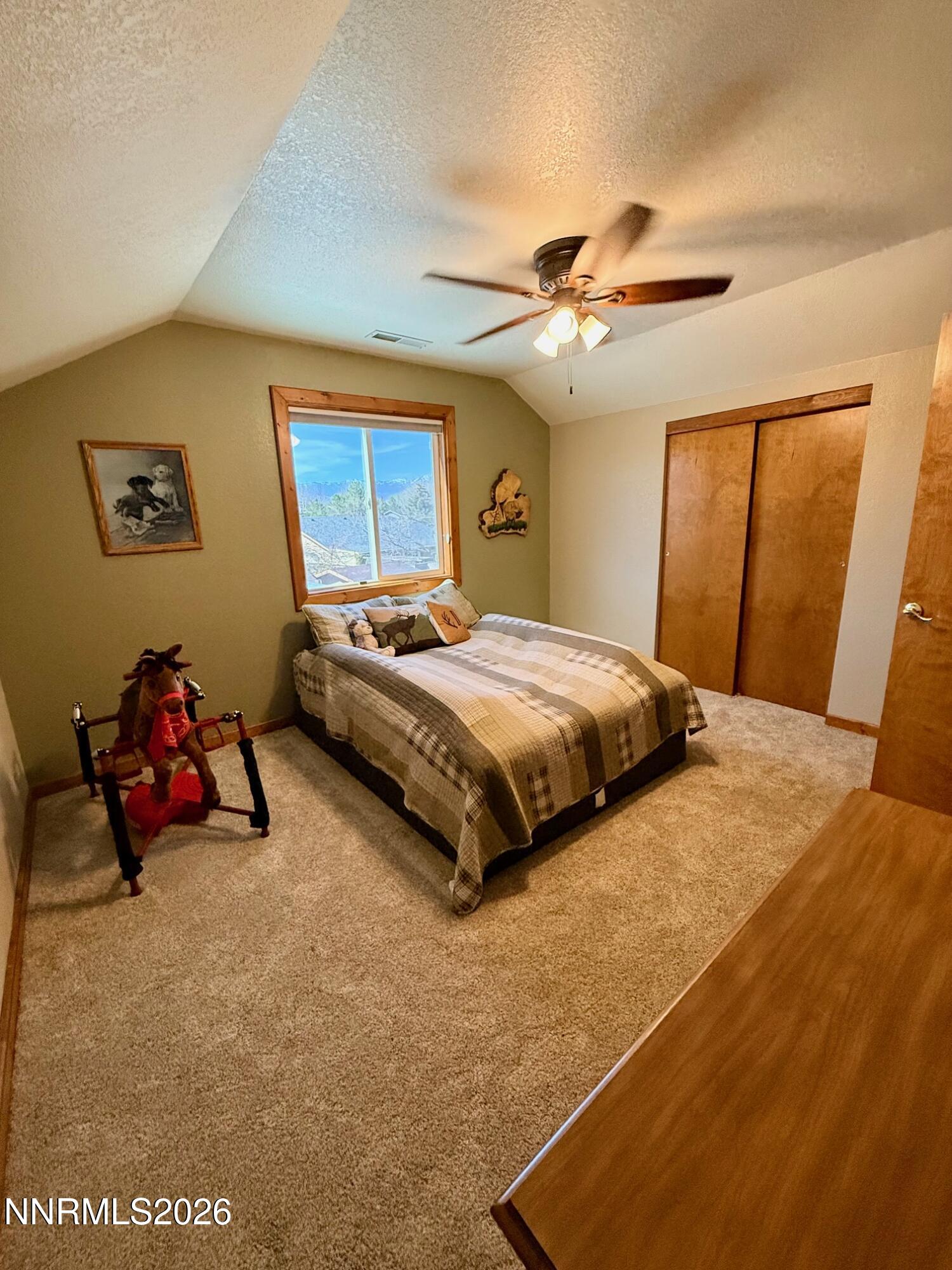 4734 Killdeer Road Carson City, NV 89701 - Photo 35 of 40 a bedroom with a bed and a ceiling fan