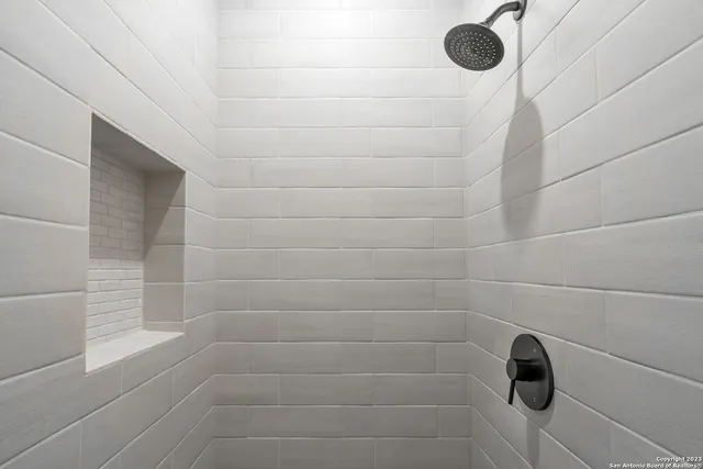 a close up of a shower