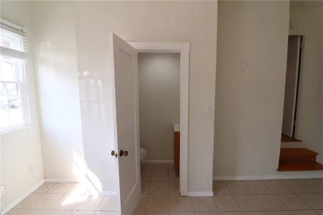 a view of a livingroom from a bathroom