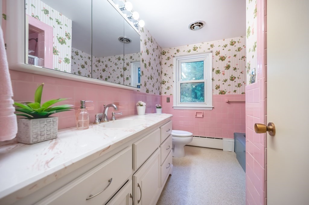 68 High Plain Road Andover, MA 01810 - Photo 23 of 33 a bathroom with a granite countertop sink a potted plant and a shower