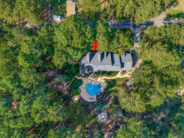 a view of a table in a garden