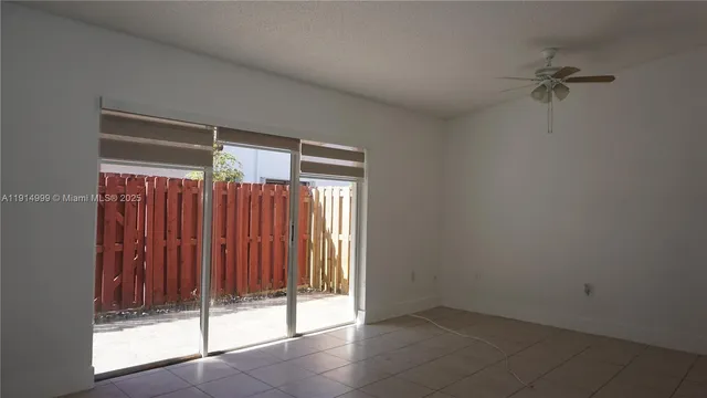 a view of a room with a window