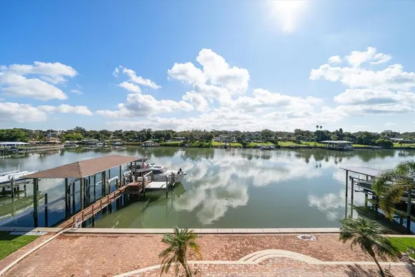 a view of a balcony with lake view