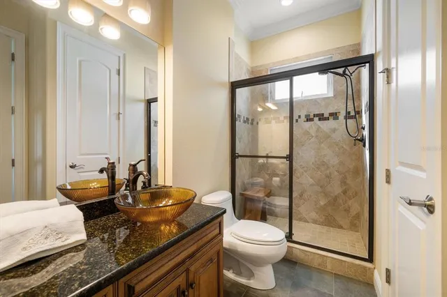 a view of a swimming pool with a house