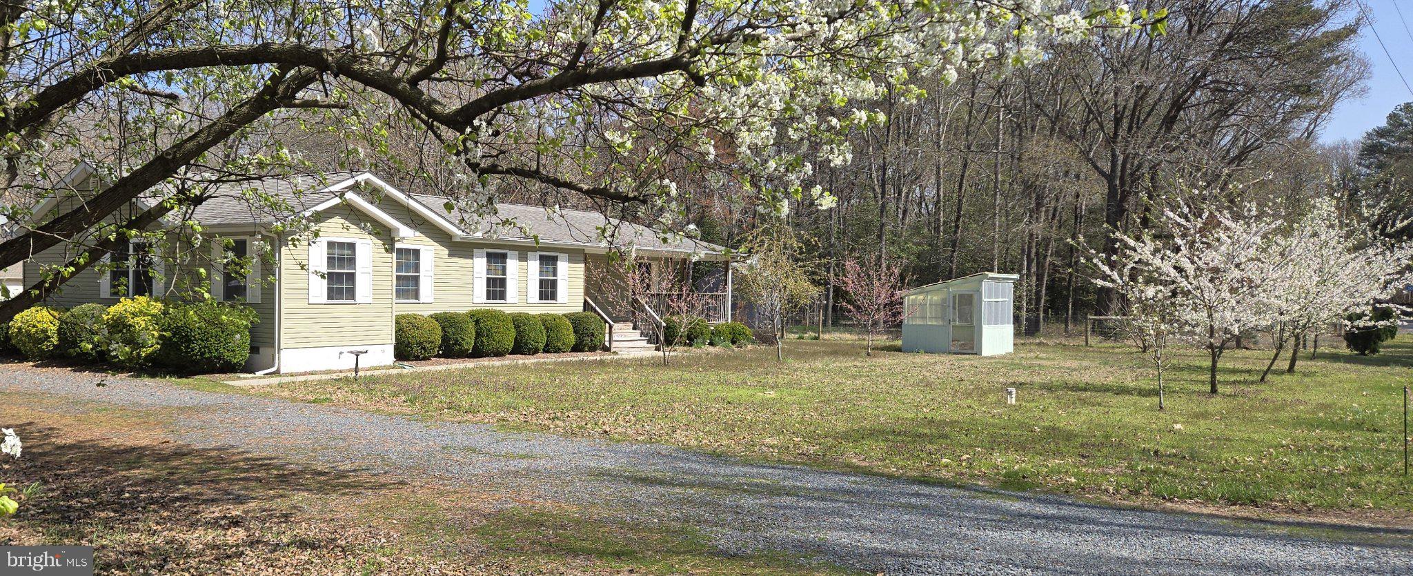 Charming home amidst blooming trees.