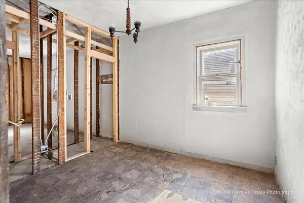 an empty room with windows