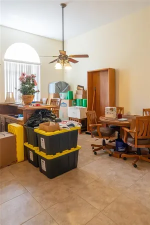a living room with a couch and a table