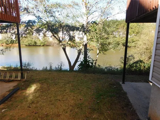 a water view of a garden