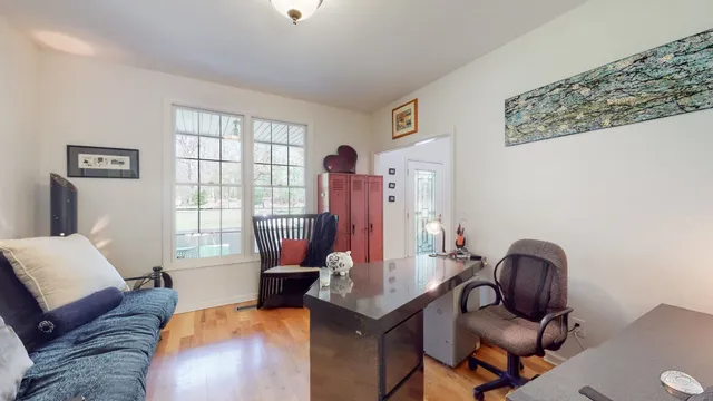 a living room with furniture