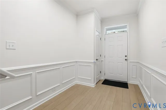 a view of small space with wooden floor