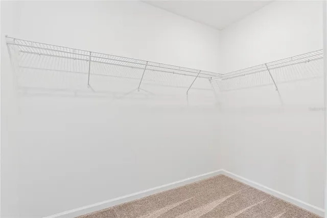 a view of a room with racks on the wall