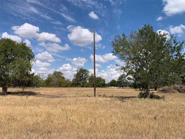 a view of dirt yard with trees